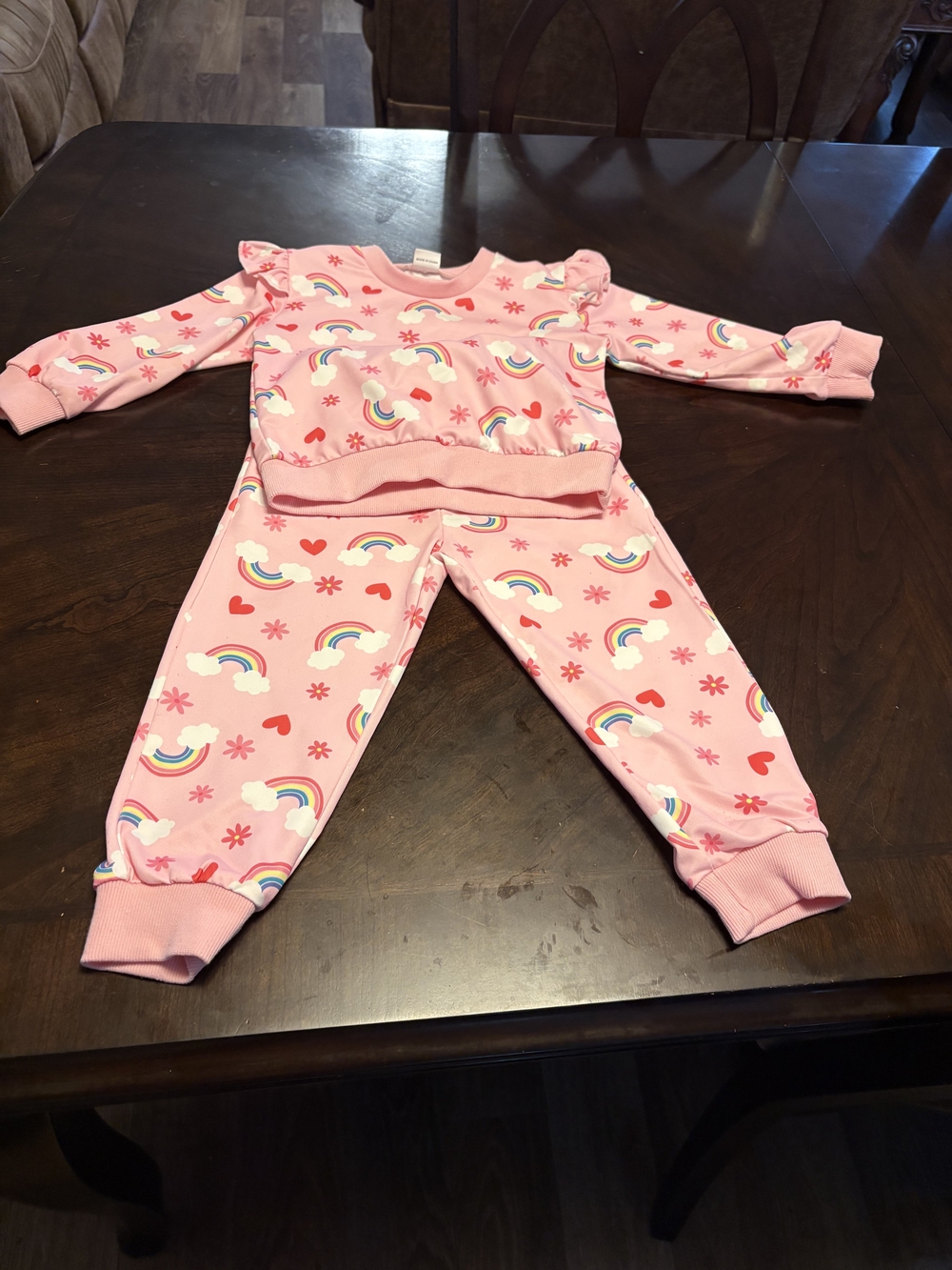 Pink Rainbow Hearts Kids Pajama Set